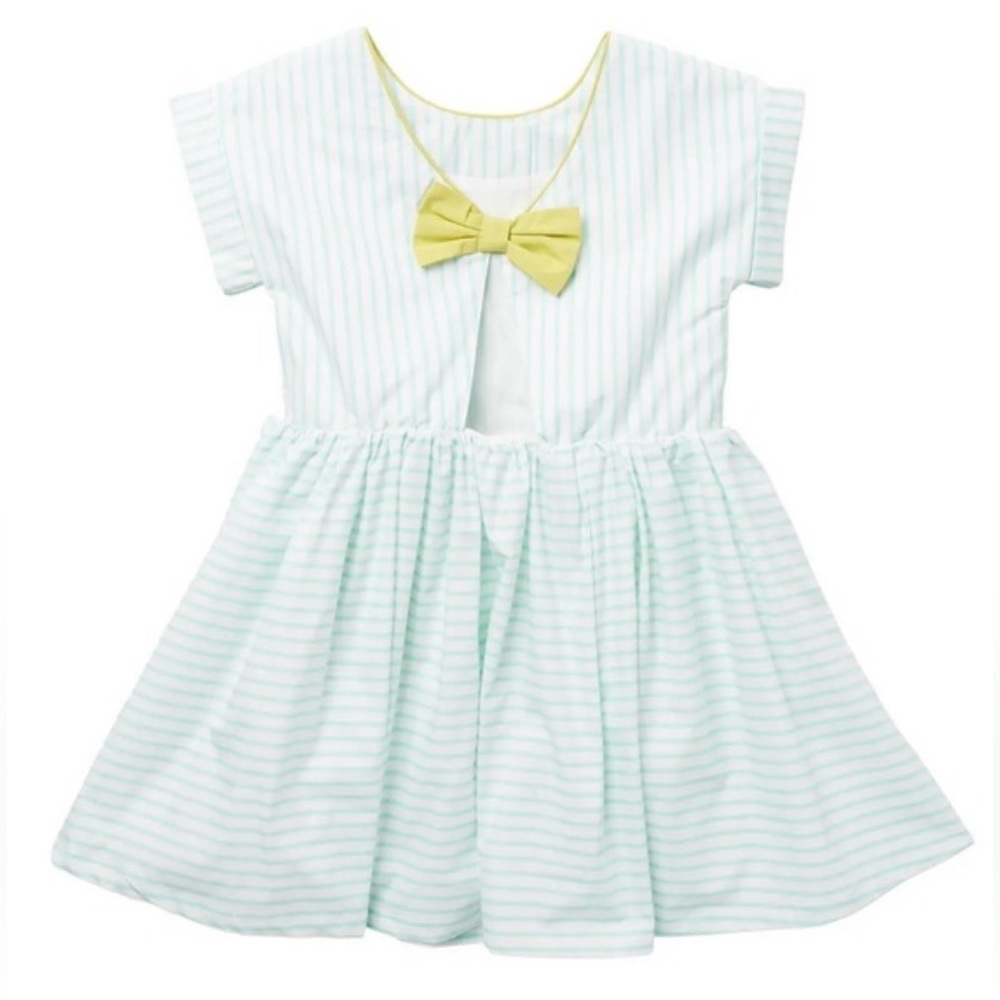French Connection Striped Poplin Dress with Open Back & Bow -Size: 4T -Like New!